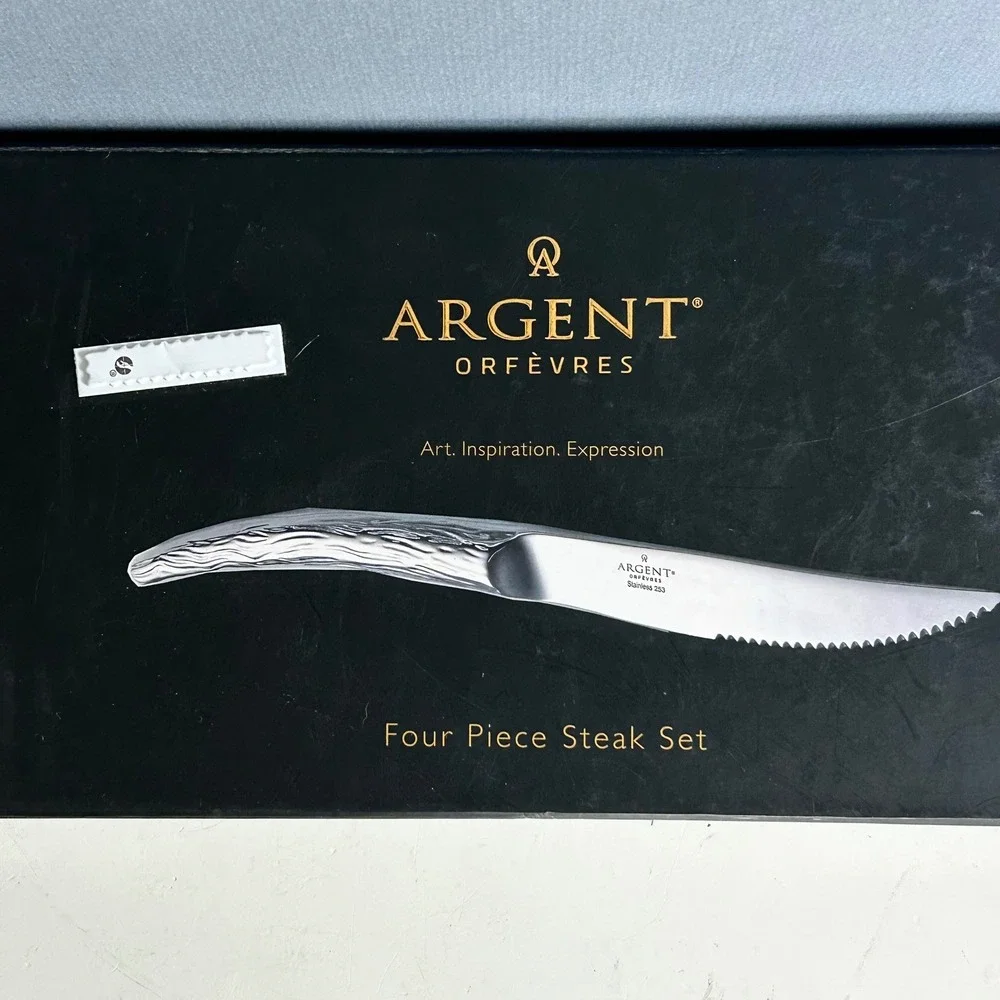 Argent Orfevres 4 Piece Steak Knife Set Art Inspiration Expression Stainless NEW